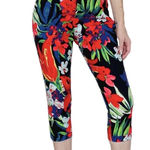 Vintage Y2K T.X.Y.Z Red Green Tropical Plants Floral High Rise Capri Pants Multiple Size XS Photo 0
