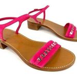 Salvatore Ferragamo Tremiti Gancini Chain Logo Pink Suede Ankle Strap Sandals 7 Photo 0