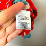 Patrons of Peace Floral Red & Teal Spaghetti Strap Fitted Smocked Top Size L Photo 3