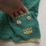 Tsumori Chisato teal Green and yellow crochet tank top with skull shaped pockets Size 2 Photo 7