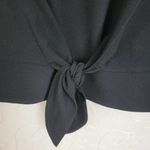 Kensie Womens Blouse Size XS Black Front Tie Side Slit Back Zip Short Sleeve Photo 4