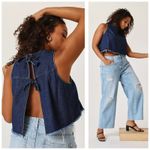 Anthropologie  Pilcro Sleeveless Denim Cropped Tank Medium Tie Bow Back Preppy Photo 12