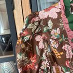 Entro  ruffle blouse floral puff short sleeve neck mock pink thanksgiving top Photo 12