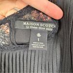 Maison Scotch  La Femme Selon Marie Black Blouse Pintuck and Lace Detail Photo 2