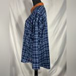 Peace Love World Women’s Plaid Button Front Long Sleeve Shacket Orange Blue Sz M Photo 2