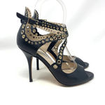 LK Bennett L.K. Bennett Leah Pumps Black Strappy Gold‎ Grommet Photo 5