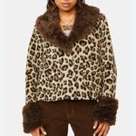 Le lis  Cheetah animal print Faux Fur cropped button jacket size Medium NWT Photo 6