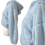 BDG Urban Outfitters  Cropped Teddy Hoodie Jacket Size Small Baby Sky Blue Photo 7