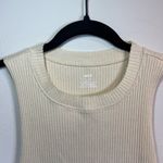 Aerie Women's Ribbed Raw Edge Cropped Tank Top Cream Crew Sleeveless Shirt Large Photo 2