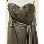 Theia Farren Strapless Gown Dress Pewter Satin Size 4 NWT Flattering MOB Dress Gold Photo 3