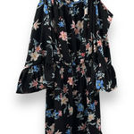H&M  Divided Black Multicolor Floral Cold Shoulder Long Bell Sleeve Mini Dress‎ 4 Photo 0