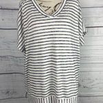 Chico's Weekends By  3 Shirt Womens XL Striped V Neck Short Sleeves Stretch Photo 0
