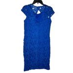 Frank Lyman Women's Dress 68256 Lace Lined‎ Open Back Cap Sleeve Size 6 NWT Blue Photo 6