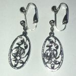 Avon Vintage Silver Tone Cutout Floral Dangling Boho Clip On Earrings Photo 6