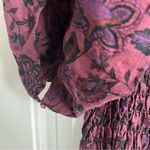 Free People Floral Smocked Mini Dress in Burgundy & Black Size L New w/Tag $148 Photo 7