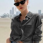 SheIn Black Denim Shirt Photo 3