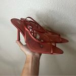ZARA coral red mesh strappy pointed heels NEW 41/10 Photo 2