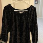 Chico's Chico’s black textured crushed velvet blouson sleeve top off-shoulder size M Photo 1