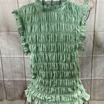 EXPRESS Fitted Ruched Bodycon Mint Green Sleeveless Ruffle Top Size Medium NWT Photo 10