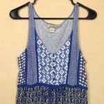 Lucky Brand Women’s Boho Patterned Blue White Ivory Black Tie Waist Tank Dress Photo 1