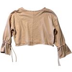Mossimo Top Women's L Light Pink Bell Tie Sleeve Cropped Sweatshirt Casual Comfy Size L Photo 1