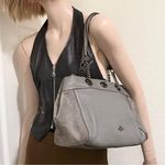 Coach 20165 Turnlock Edie Carryall Gray Pebbled Leather & Suede Shoulder Bag Photo 1