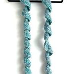 Handmade Potato Chip Scarf Blue Crochet Eyelash Knit Photo 0