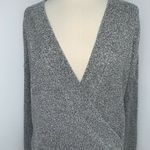 Mustard Seed Womens Deep V Wrap Pullover Knit Sweater Size S Black White Marled Photo 1