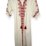 Julia Amory 𖤗 Casablanca Caftan Midi Dress 𖤗 White Red Moroccan Embroidery 𖤗 XS Photo 0