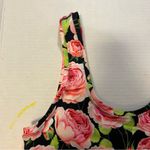 Terez  Sports Bra Rose Floral Pattern on Black Sz L NWT No Padding Photo 2