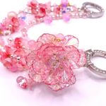 Handmade 🌸 Luxury Bag/Phone Chain Charm/Keychain Triple-Layer Flowers Fancy Crystal Beads Photo 3