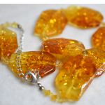 Source Unknown Chunky Amber Bubble Acylic Beaded Silver Tone Lobster Claw Clasp Necklace Photo 2