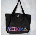 Reebok Black Shoulder Gym Bag~Drawstring~Colorful Graphic Logo~Large~20X14X6 Photo 1