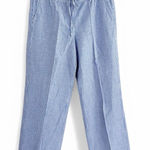 Talbots Easy Drawstring Pant Linen Cotton Blend Blue and White Stripes 14P Photo 0