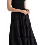 Quince  100% European Linen Smocked Midi Dress Tiered Black Women's Size Small Photo 0