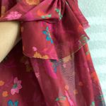 Free People Size Large Wildflower Honey Top Red Berry Stretch Nylon Floral Photo 5