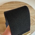 Black Thick Wide Stretchy Golden Slide Buckle Belt Size Small Photo 2