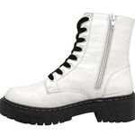 True Craft Women’s White Crocodile Faux Leather Combat Boots Photo 2