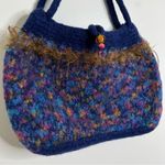 Handmade Unique Purse Handbag Multicolored Beaded Closure Wool Blend Photo 7