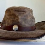 Vintage 90s Brown Suede Genuine Leather Bendable Nickel Western USA Hat Size XL Photo 11