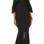 JAY GODFREY Black Flutter Chiffon Overlay Cold Shoulder Naomi Gown Dress Size 2 Photo 6