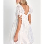 Lulus NWT  XL Exceptionally Angelic White Floral Puff Sleeve Mini Dress Summer Photo 1