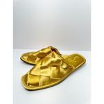 Sam Edelman Slipper Mules 6.5 Gold Slip On Round Toe Woven Satin Finish Shoes Photo 1