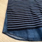 NWT J. Jill Mixed Media Denim Shirttail Dress | Navy Stripe | Medium Tall Blue Photo 5