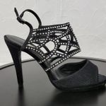 Caparros  Poet Womens Sandals Size 7.5 Black Glimmer Slingback Strappy Heels Photo 1