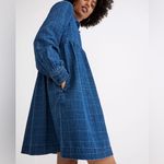 Madewell  denim babydoll shirt dress indigo plaid blue size xs Photo 10