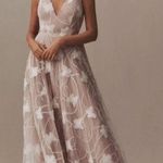 BHLDN Anthropologie Helsi Josephine Butterfly Printed V-Neck 3D Gown Size Large Photo 0
