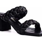 New Women Low Block Heels Open ToeStrap Sandals Two Braided Bands: 39 Size 8.5 Photo 0