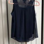 BCX  Navy Sheer/lined  embroidered boho top size M Photo 3