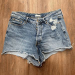 Good American  Shorts Womens 15 Blue Jean Denim 90s Cutoffs Indigo Flaw‎ Distress Photo 0